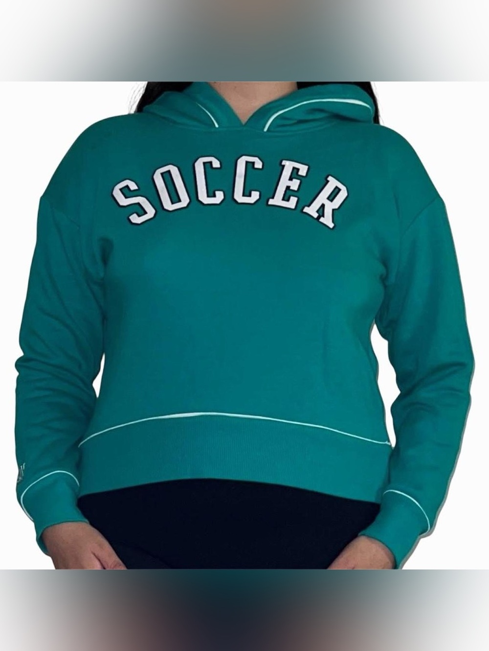 Justice Teal green soccer hoodie.